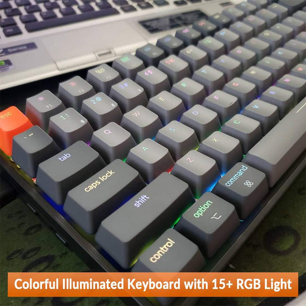 K2 75% Layout RGB Bluetooth Wireless Mechanical Keyboard with Gateron G Pro Brown Switch/Anti Ghosting/N-Key Rollover, Compact 84 Keys USB Wired Gaming Keyboard for Mac Windows-Version 2