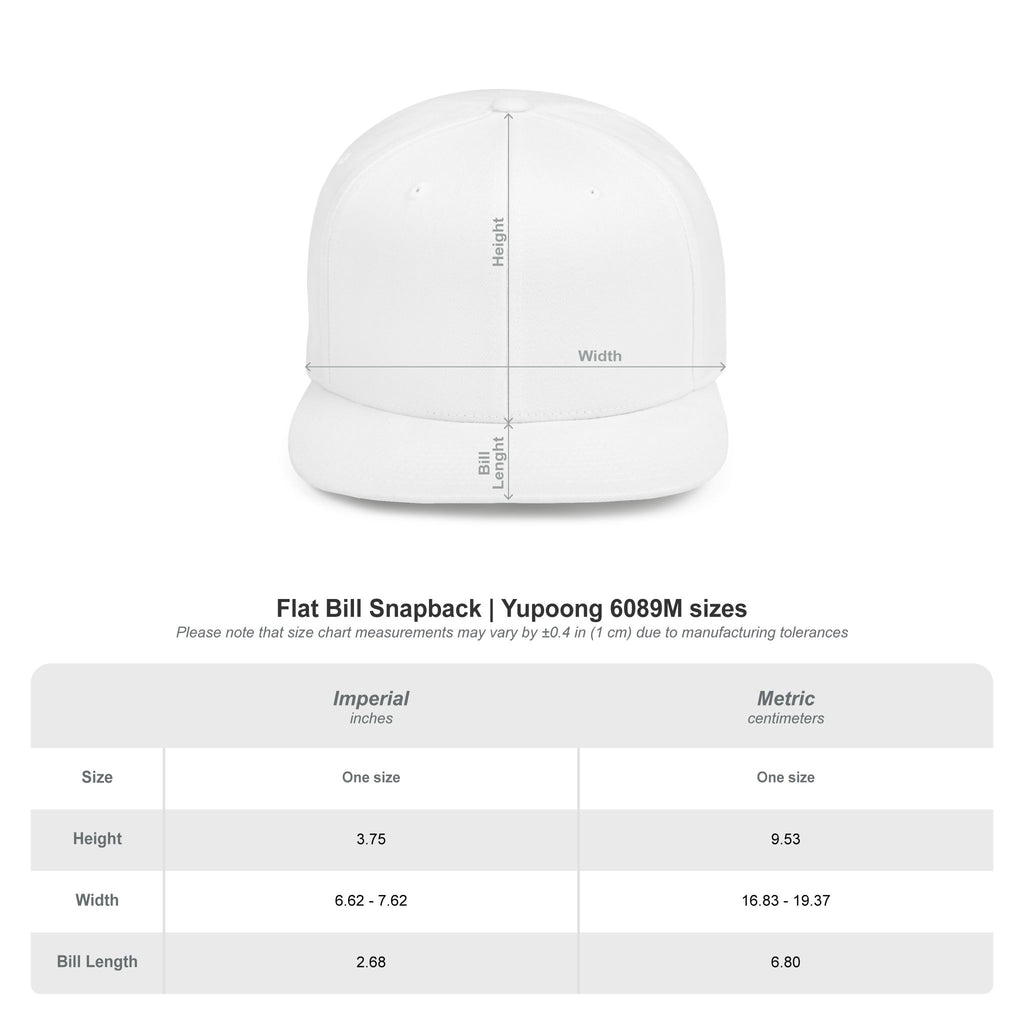 Digi Text Flat Bill Snapback | White Embroidered Cap