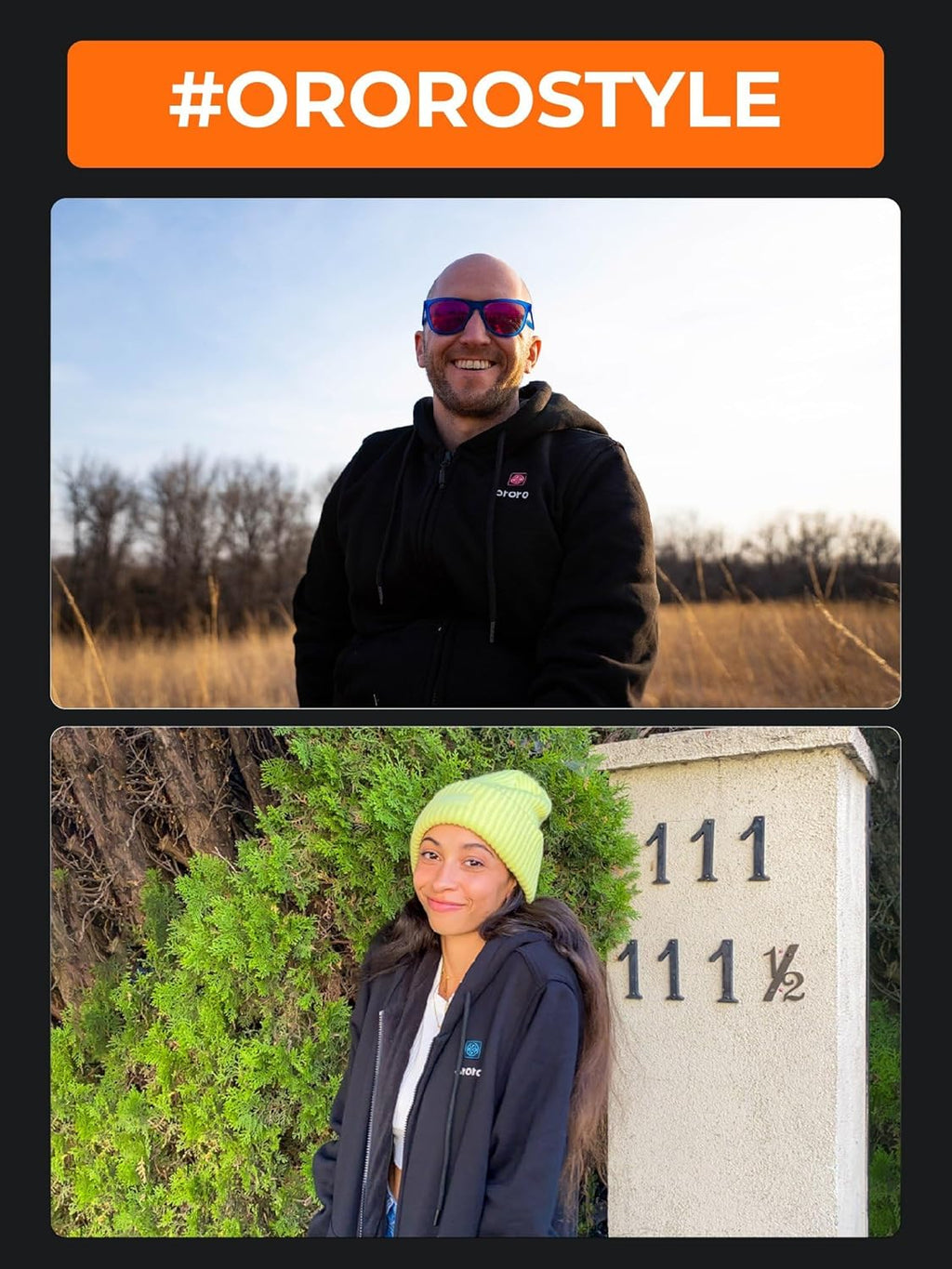 [Upgraded] 4-Zone Heated Hoodie with Heated Collar, Fleece Full-Zip Heated Sweatshirt Hoodie with Battery