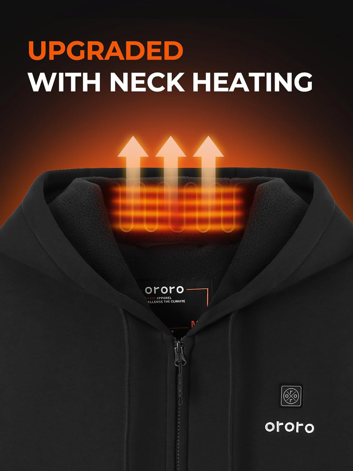 [Upgraded] 4-Zone Heated Hoodie with Heated Collar, Fleece Full-Zip Heated Sweatshirt Hoodie with Battery
